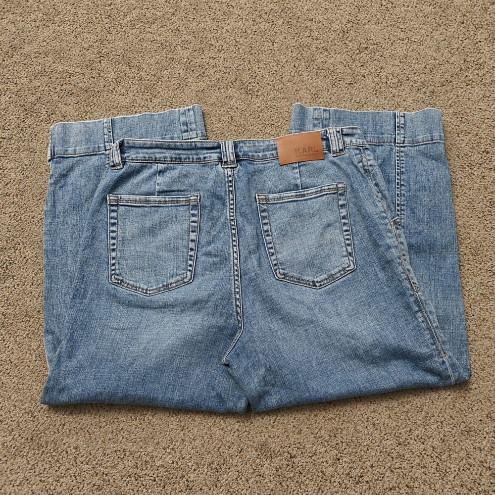 Karl Lagerfeld Paris Womens 12P Blue Wide Leg Crop Button Fly Jeans LQ5T2249 - Picture 8 of 15